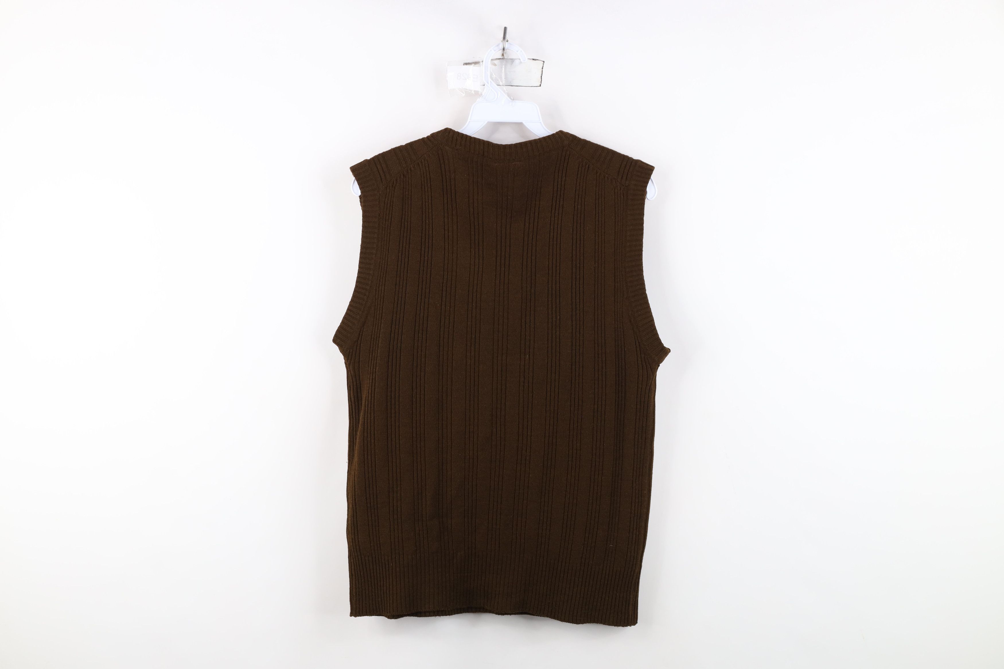 Vintage Vintage 70s Streetwear Chunky Ribbed Knit Sweater Vest Brown Size L / US 10 / IT 46 - 8 Thumbnail