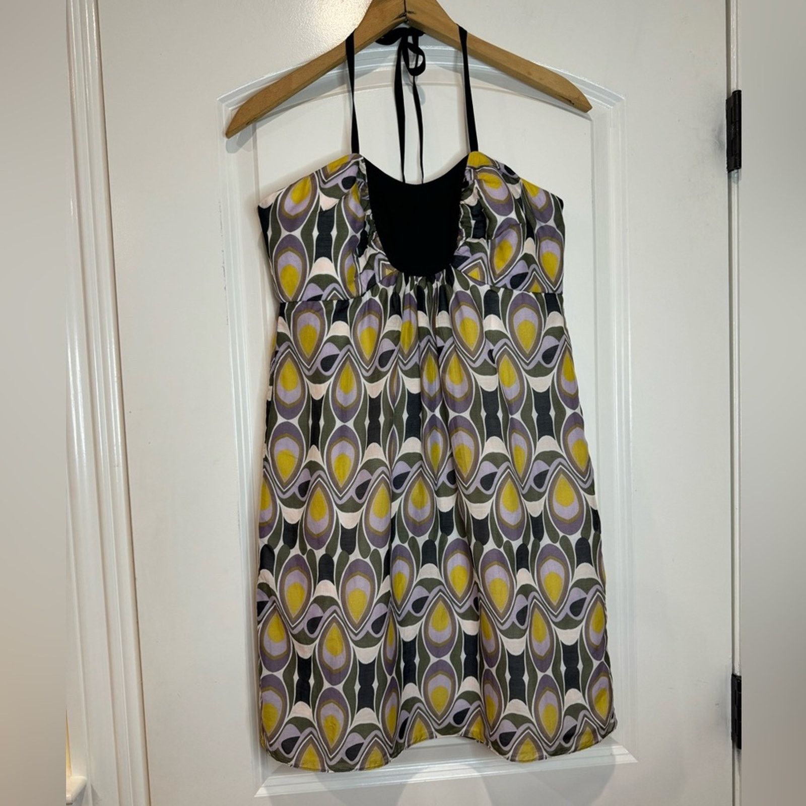 MILLY Milly Of New York Geometric Print Silk Blend Halter Size 8 Size M / US 6-8 / IT 42-44 - 4 Thumbnail