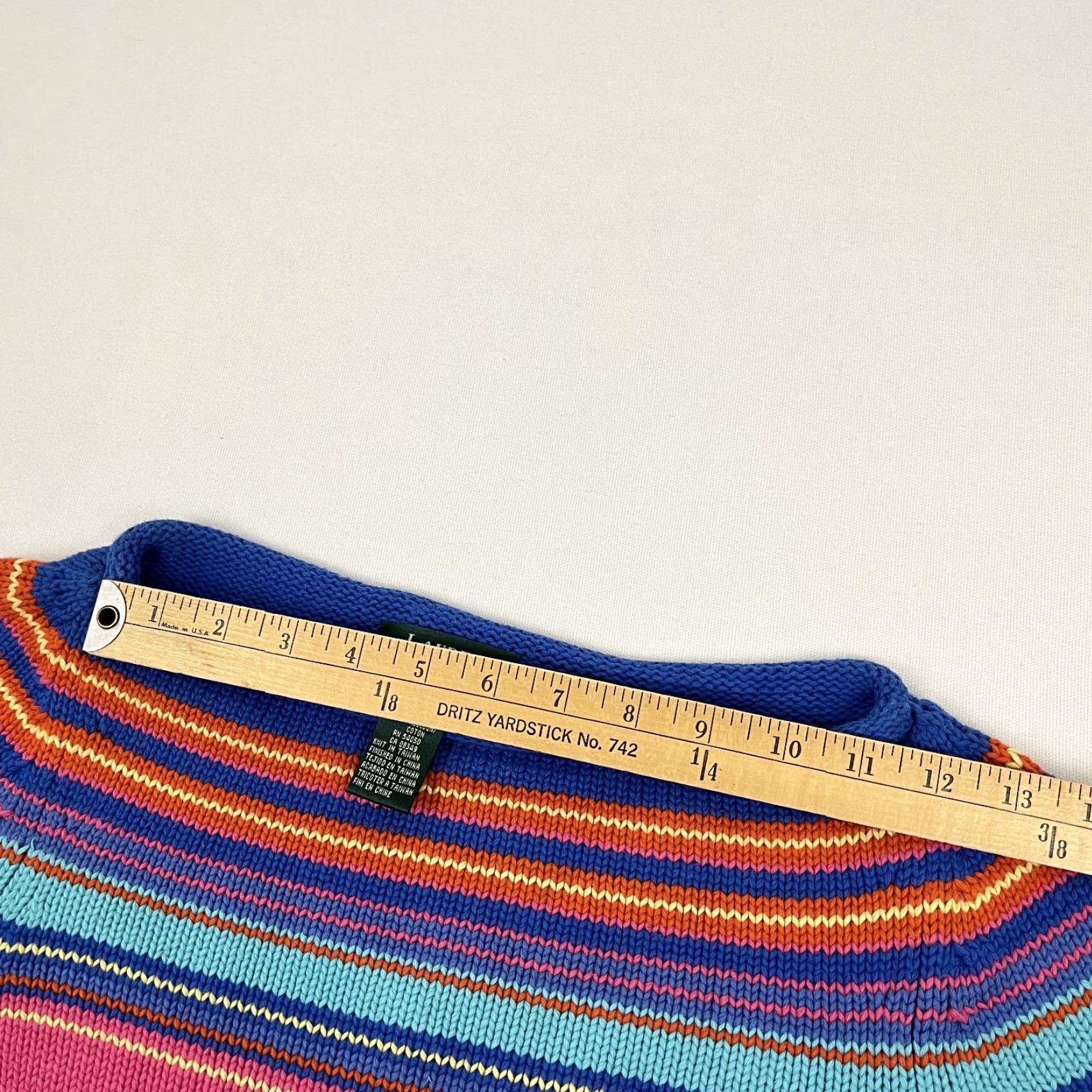 Ralph Lauren Lauren Ralph Lauren Sweater Womens Petite Large Multi Striped Roll Neck VTG LRL Size L / US 10 / IT 46 - 4 Thumbnail