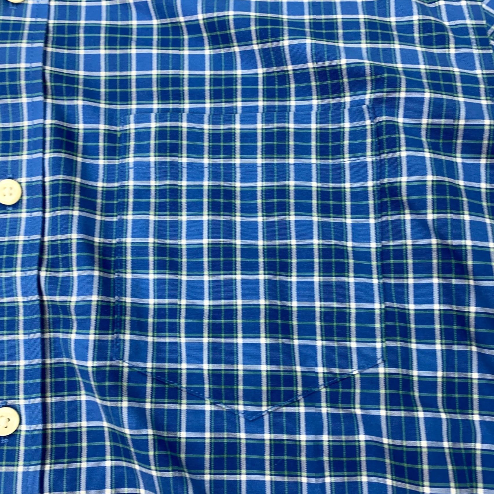 Vintage VINTAGE L.L. Bean Men's Shirt Short Sleeve Button-Up Cotton Plaid Classic Fit Casual Travel Workwear Blue M Size US M / EU 48-50 / 2 - 2 Thumbnail
