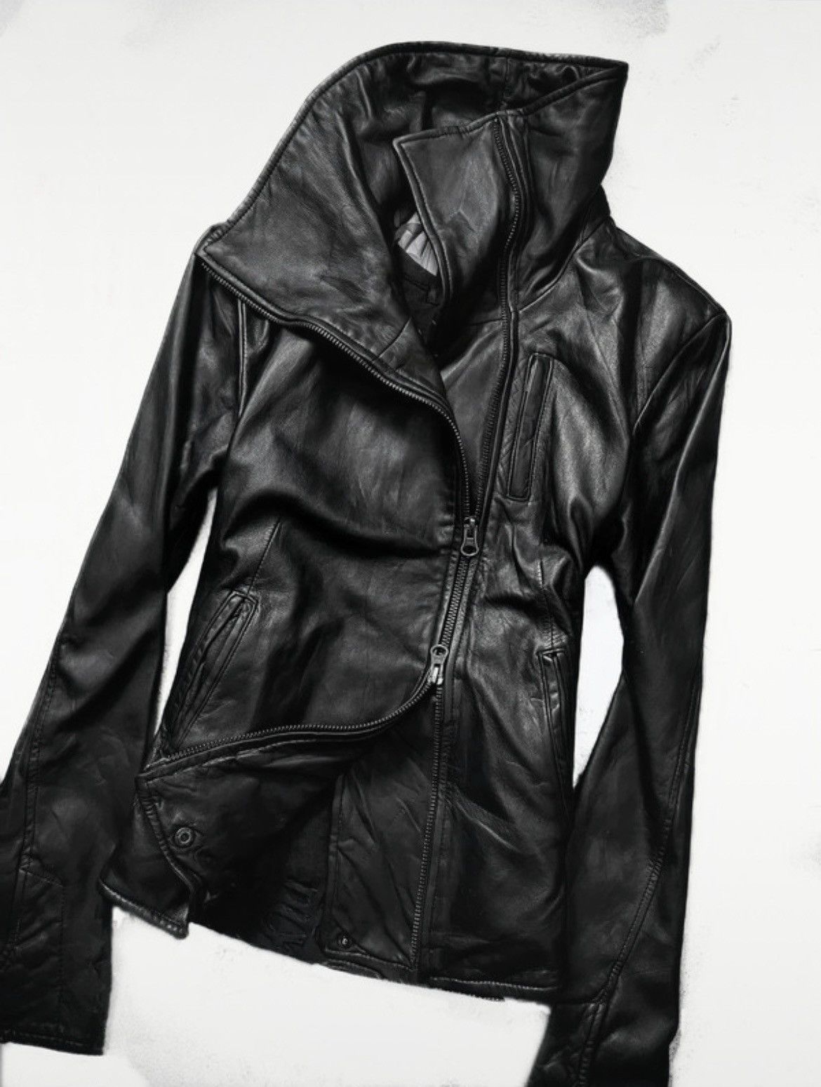 Gap GAP FW10 Sheepskin Asymmetric Leather Jacket Size S / US 4 / IT 40 - 2 Thumbnail