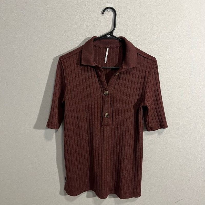 Free People Free People Short Sleeve Mahogany Collared Tunic - XS Size XS / US 0-2 / IT 36-38 - 2 Thumbnail