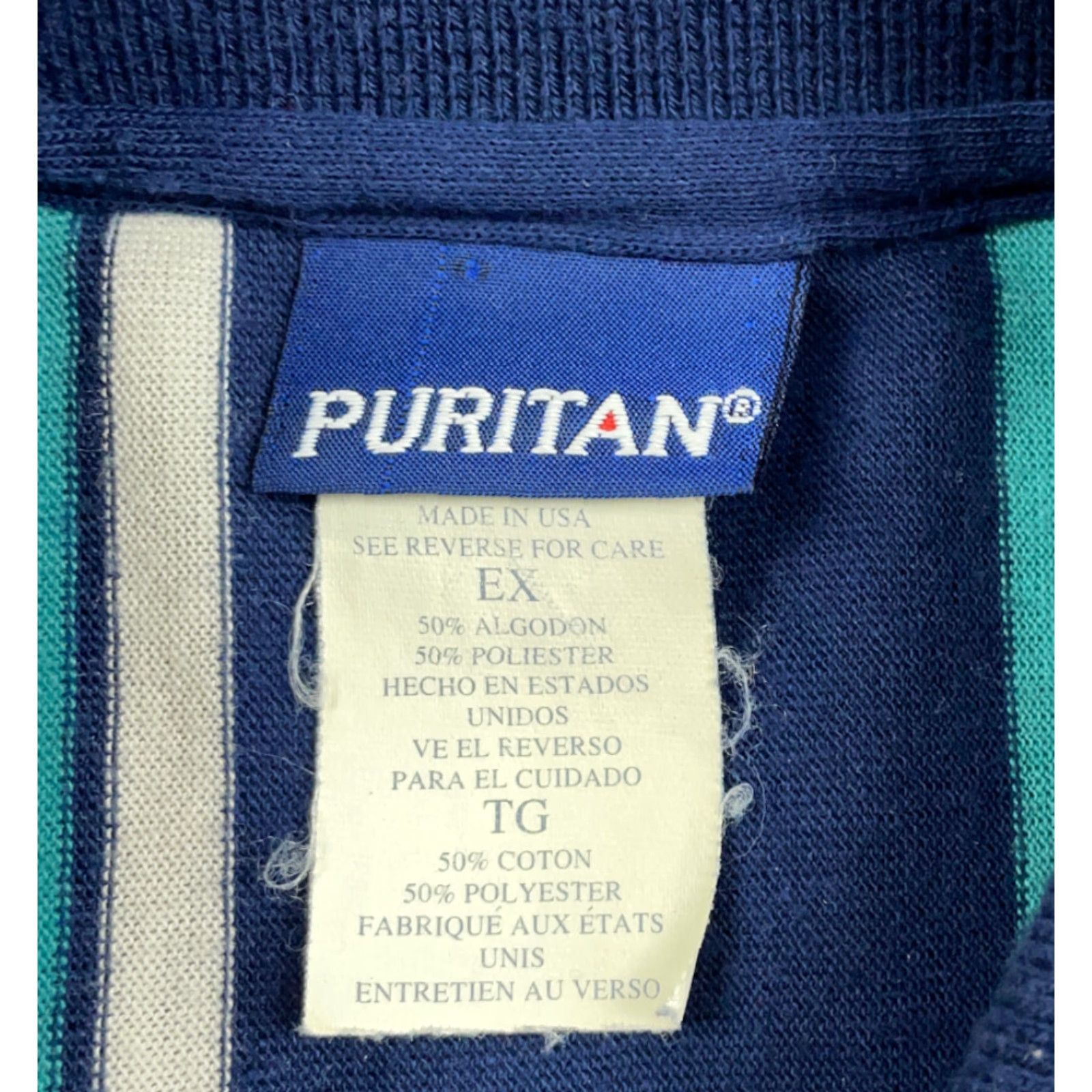 Vintage VINTAGE Puritan Polo Shirt Striped Lightweight Adult XL Blue 90s Classic Casual Men Mens Size US XL / EU 56 / 4 - 4 Thumbnail