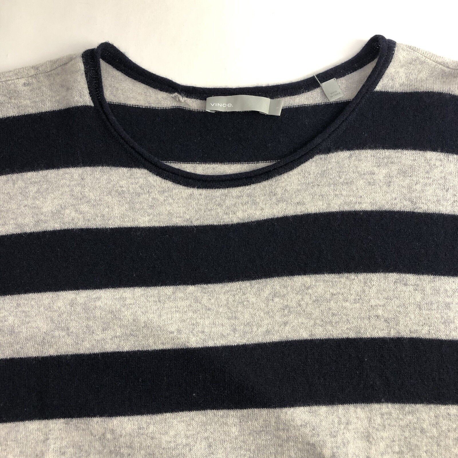 Vince VINCE Womens 100% Cashmere Sweater Sz L Black Gray Stripe Size L / US 10 / IT 46 - 8 Thumbnail