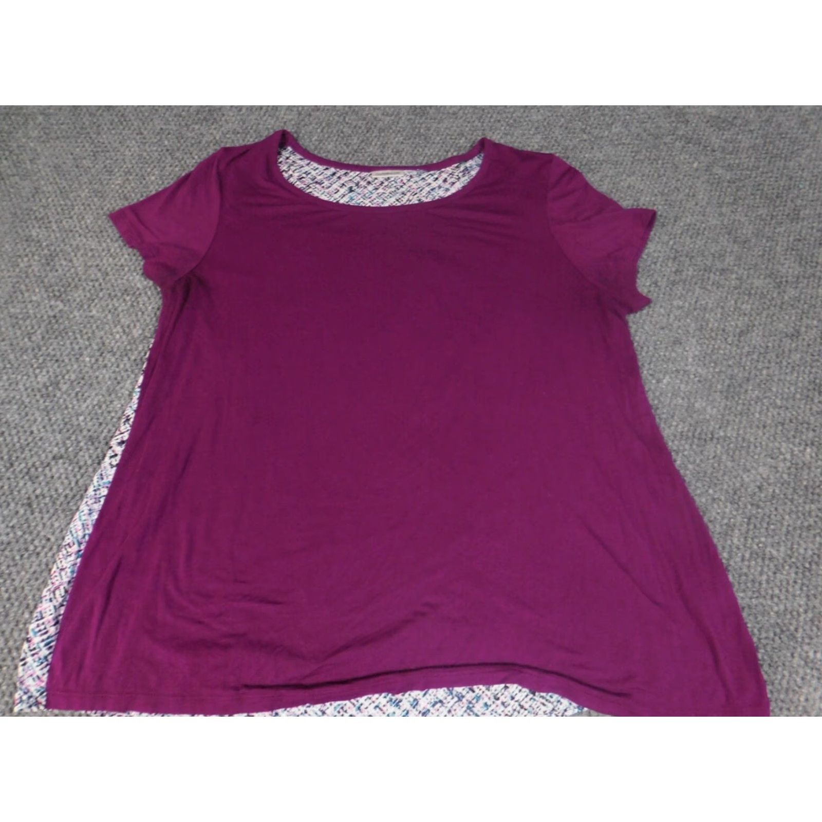 Croft & Barrow Croft & Barrow Womens Blouse XL Purple Stretch Crew Neck Short Sleeve Pullover Rayon Floral Casual Regular Basic Classic Womens Size XL / US 12-14 / IT 48-50 - 2 Thumbnail