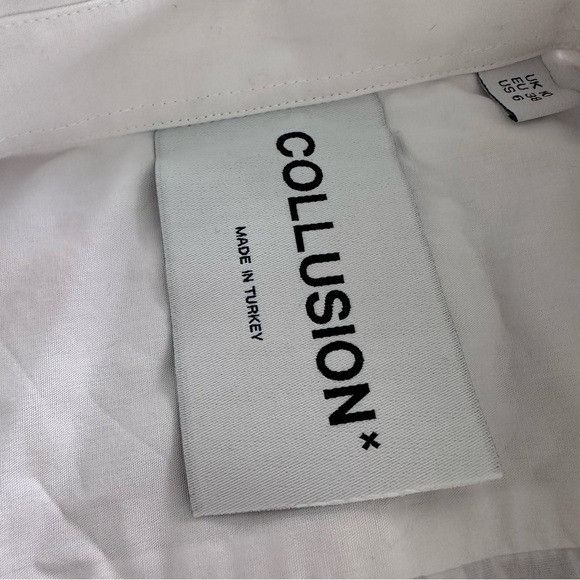 Other COLLUSION (Made in Turkey) White Oversized Button Down Shirt Size M / US 6-8 / IT 42-44 - 5 Thumbnail