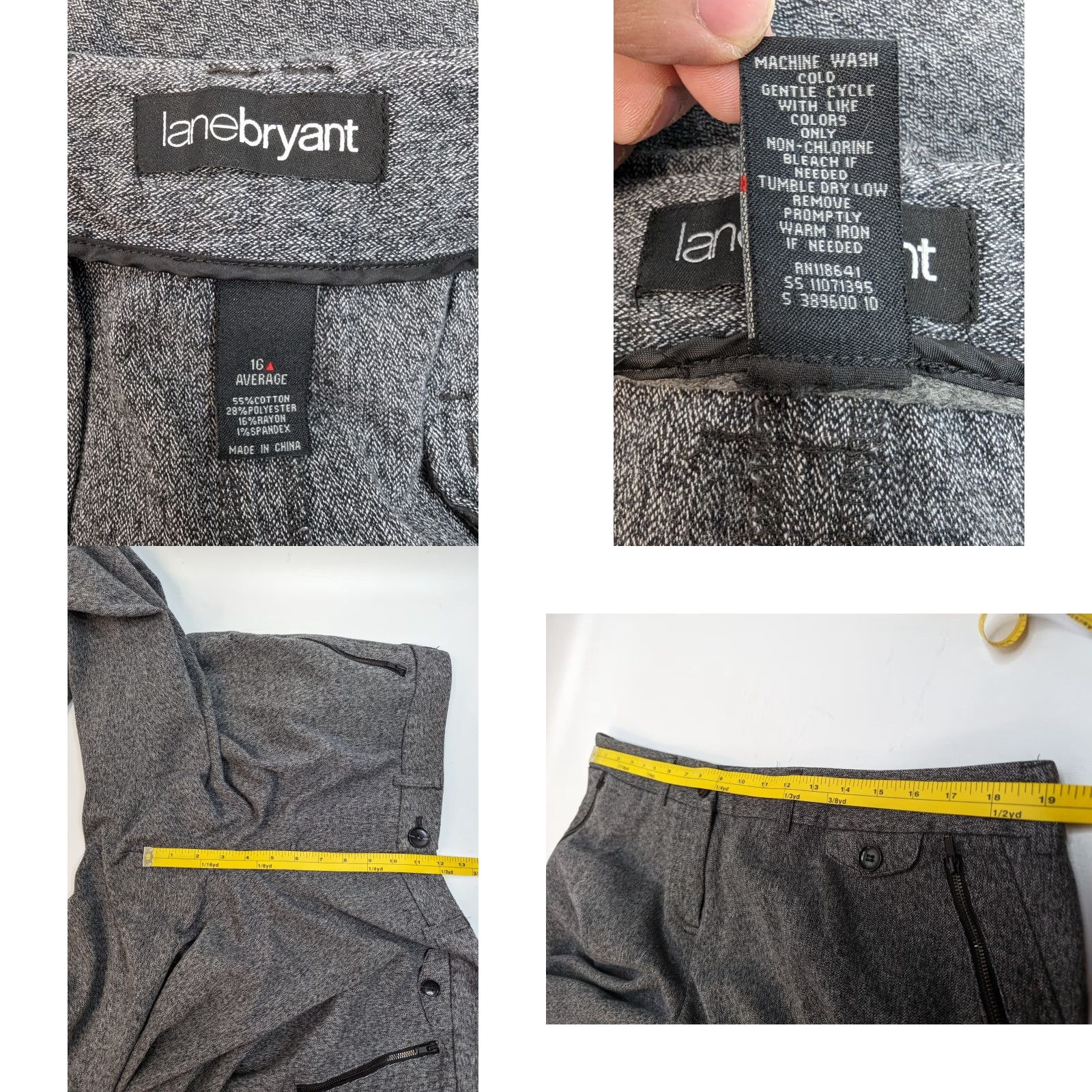 Vintage LANE BRYANT Charcoal Gray High Rise Women's 16 Casual Pant Tapered Waist 38 in Inseam 30 in Size 38" / US 16 / IT 52 - 8 Thumbnail