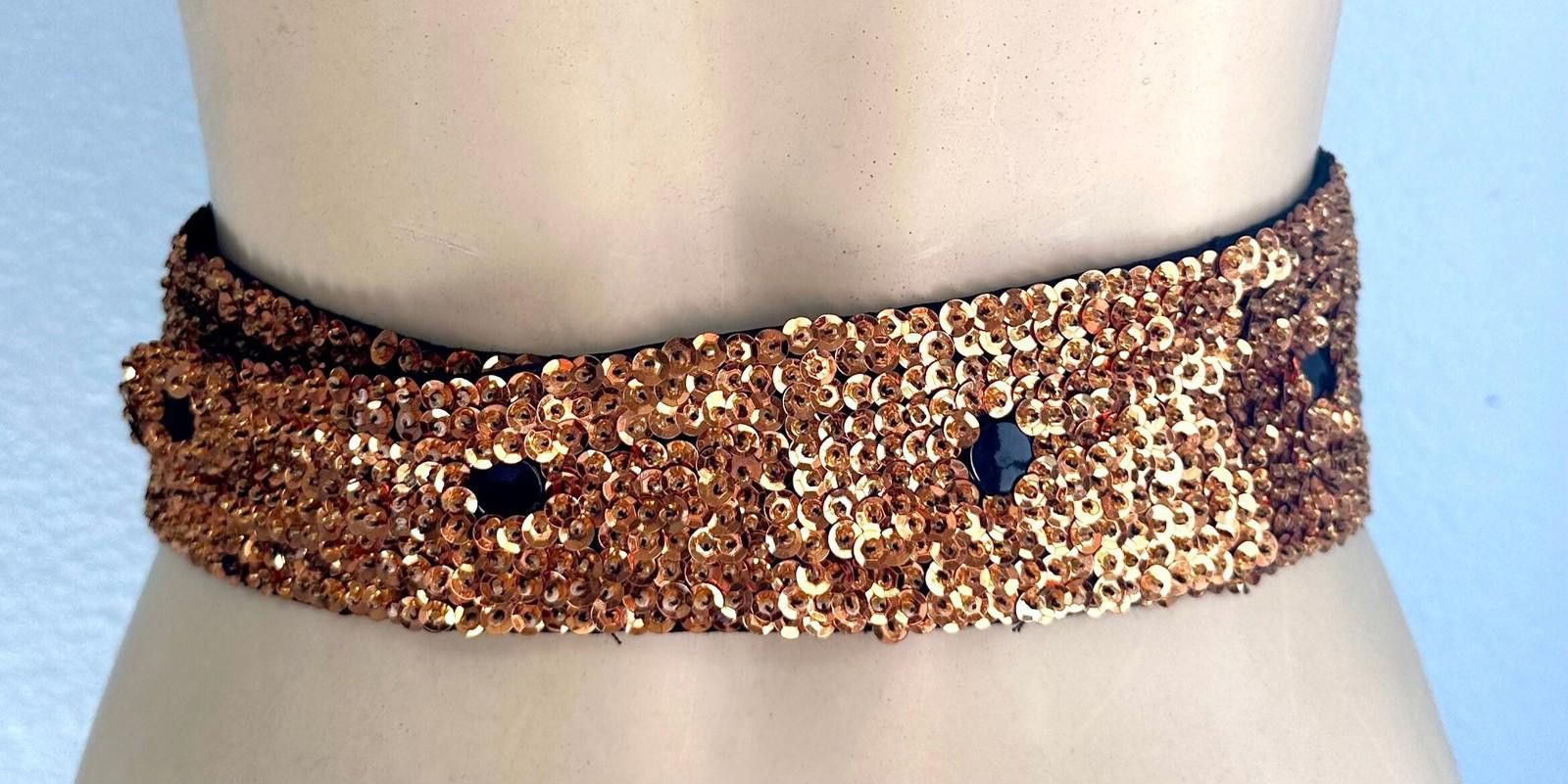 Designer Sequin Cummerbund Fashion Belt Copper Size ONE SIZE - 2 Thumbnail