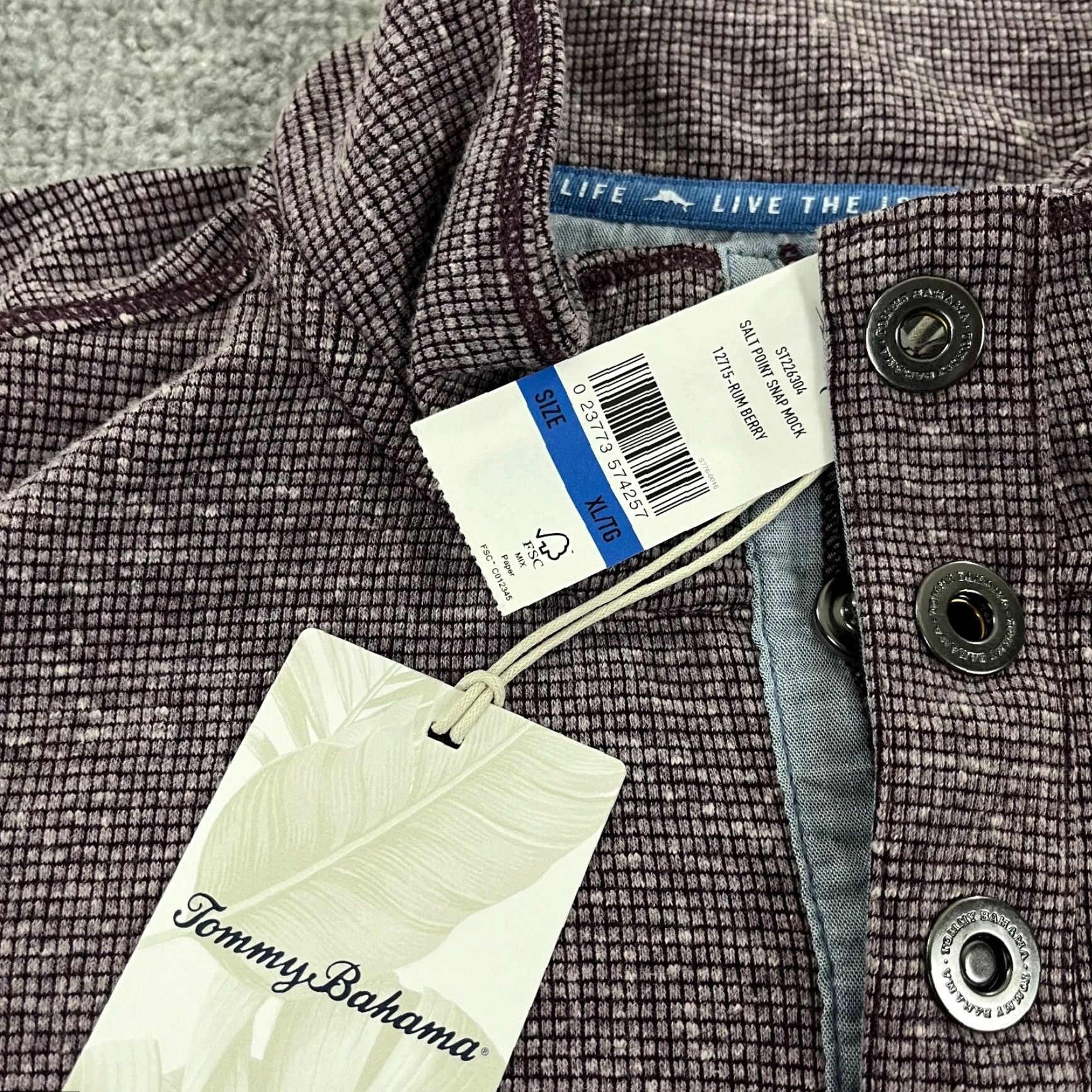 Tommy Bahama TOMMY BAHAMA Pullover Men Extra Large Salt Point Snap Mock Sweater Rum Berry NEW Size US XL / EU 56 / 4 - 2 Thumbnail