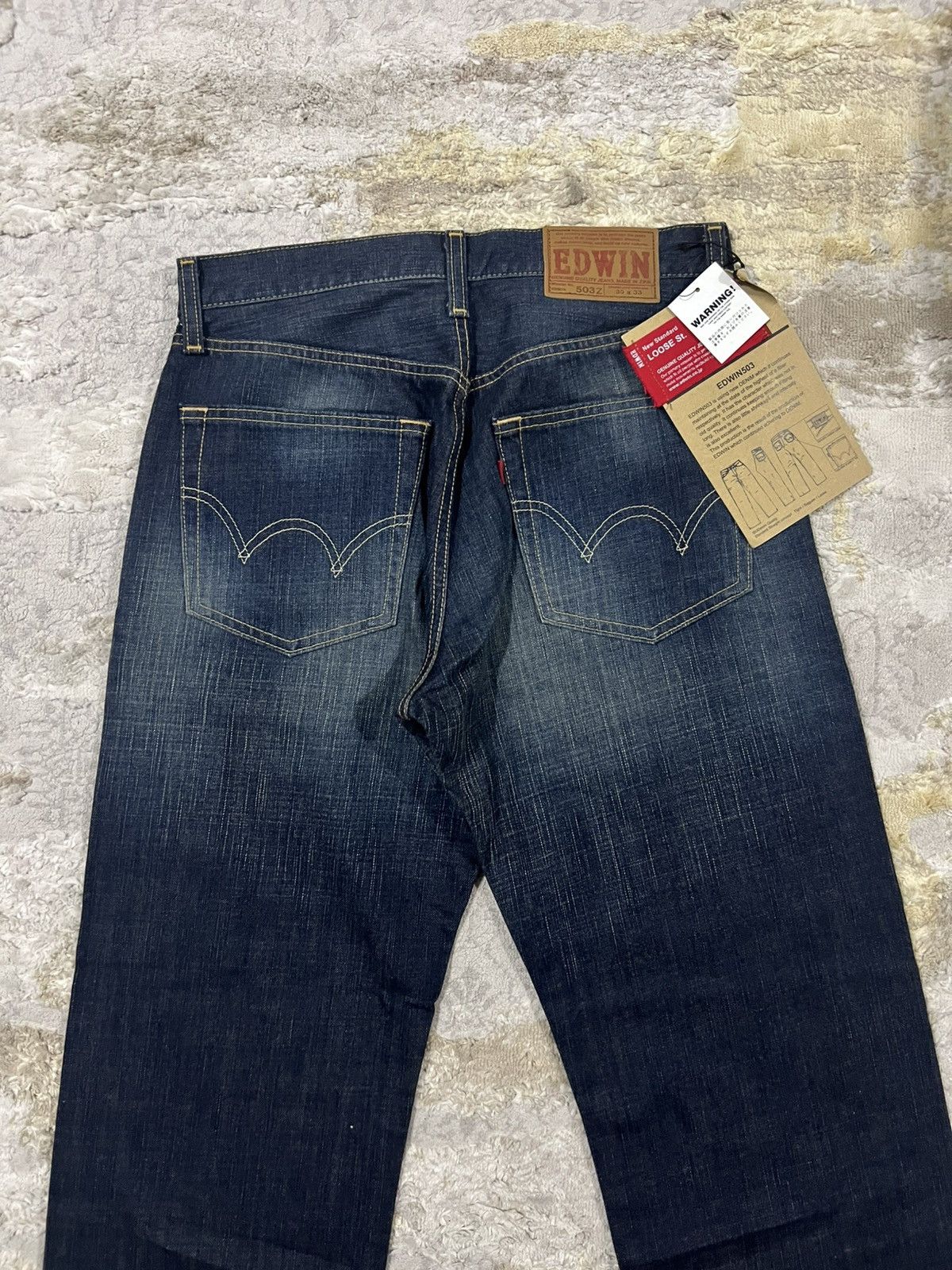 Edwin NWT EDWIN 503z Japan Made Loose Straight Wash Raw Blue Denim Size US 31 - 3 Thumbnail