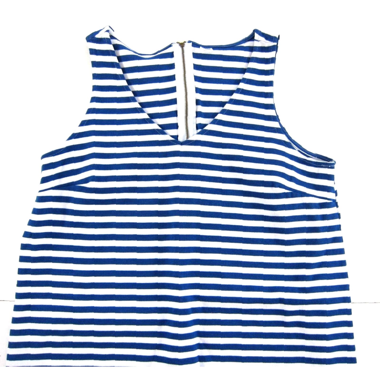 Old Navy Old Navy Cotton Stretch Blue White Stripe V-Neck Tunic Tank Dress Large Size L / US 10 / IT 46 - 4 Thumbnail