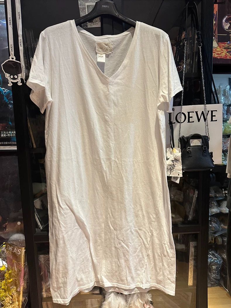 Greg Lauren Greg Lauren White deep V-neck long sleeve t-shirt 