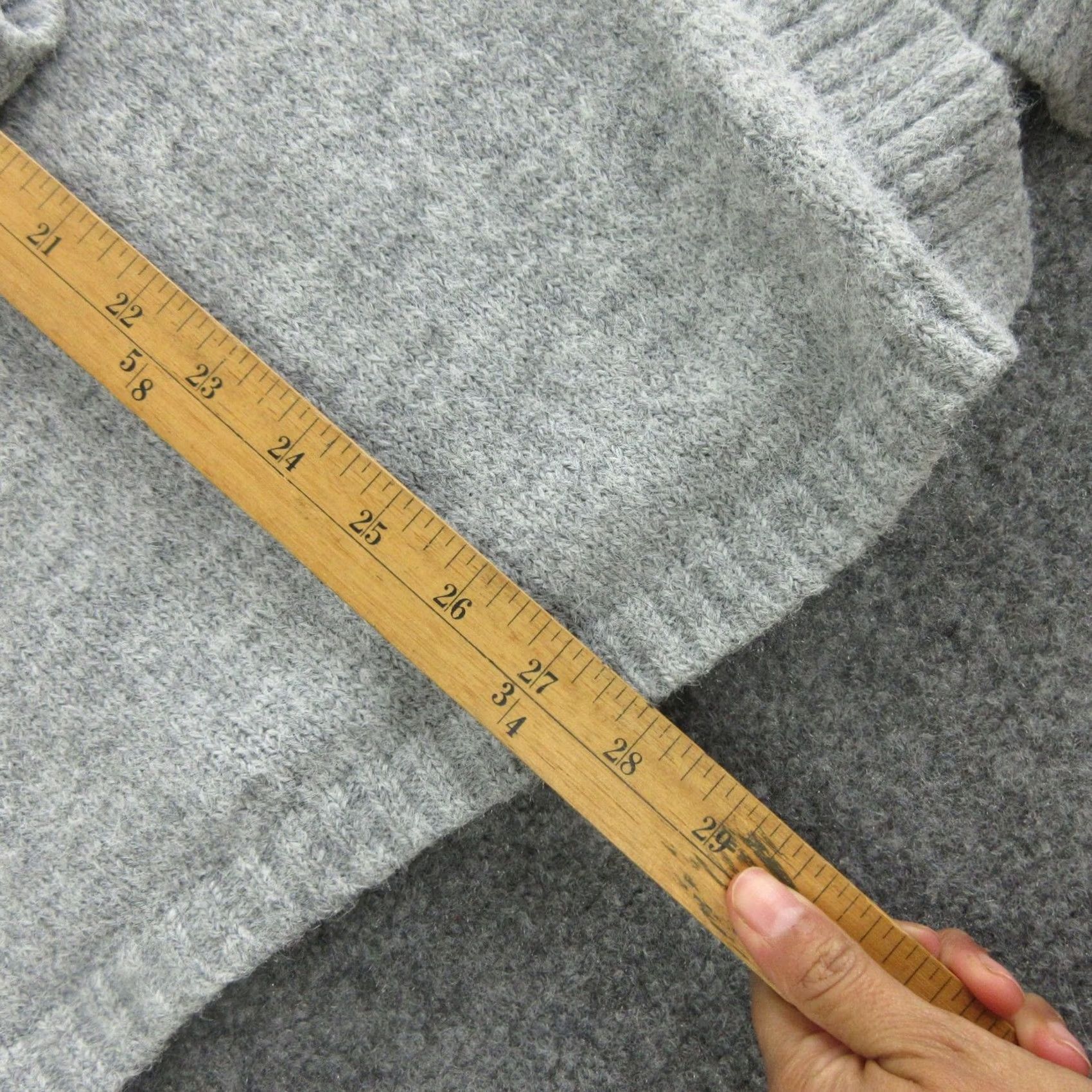 Vintage Lane Bryant Cardigan Sweater Womens 1XL-2XL Gray Button Front Pockets Knit Mock Neck Size XL / US 12-14 / IT 48-50 - 2 Thumbnail
