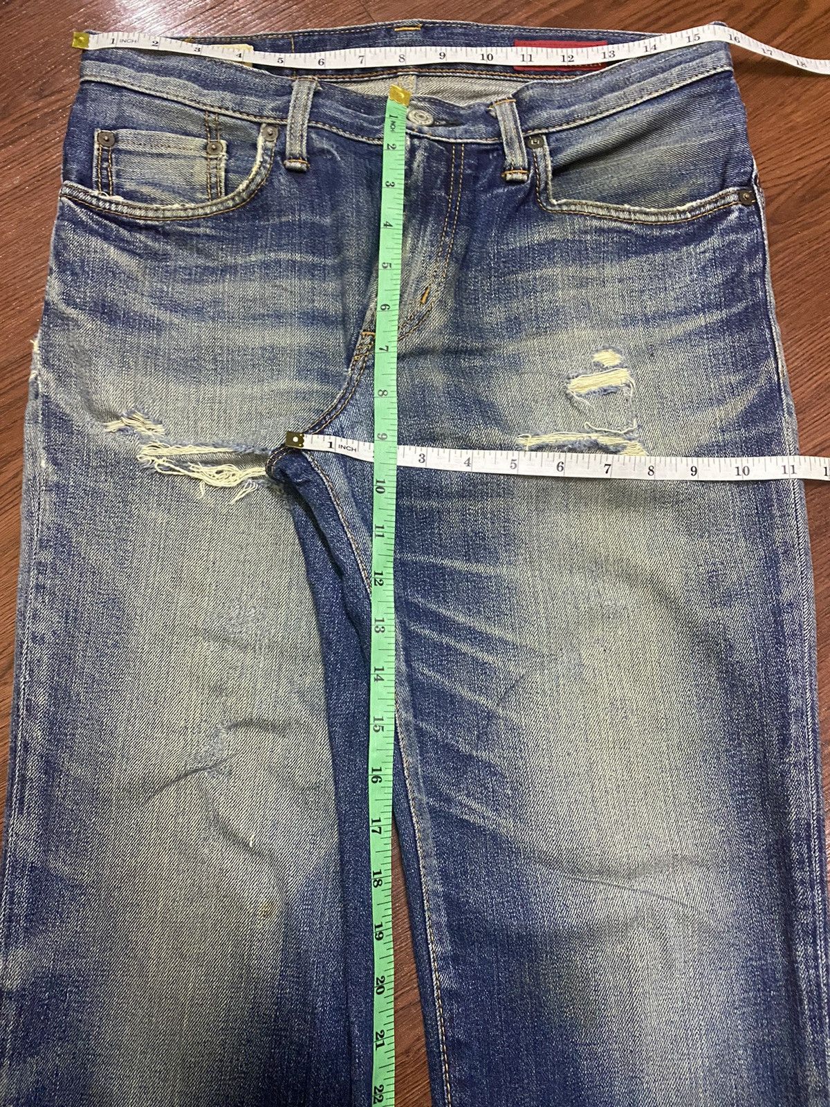 Japanese Brand Vintage Edwin503 Limited Blue Wash Distressed Loose Jeans Size US 31 - 19 Thumbnail