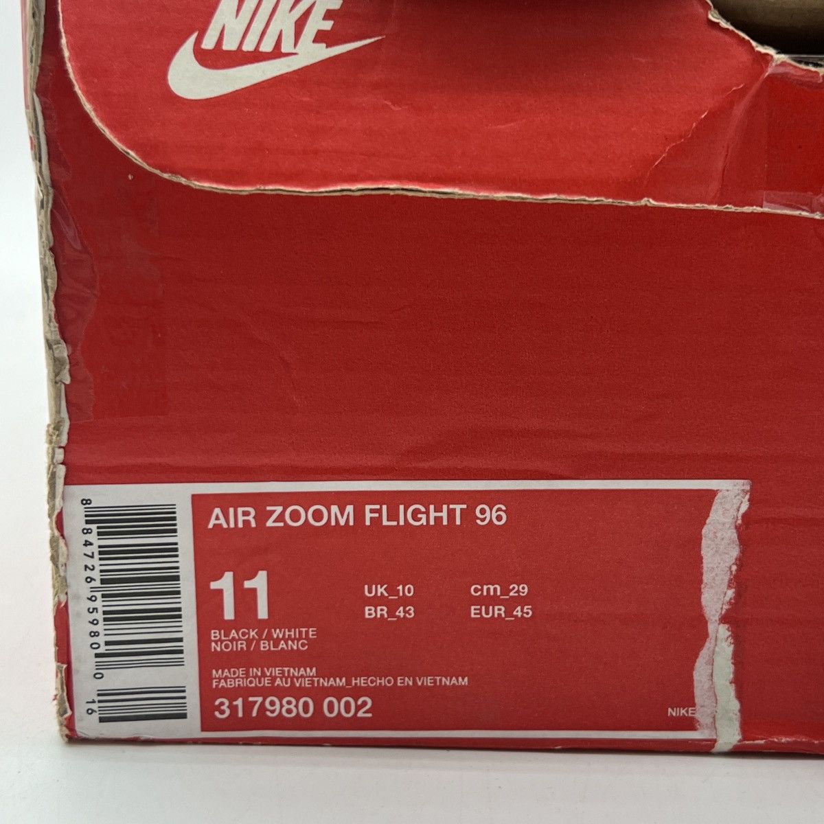 Nike Air Zoom flight 96 black white Size US 11 / EU 44 - 6 Thumbnail