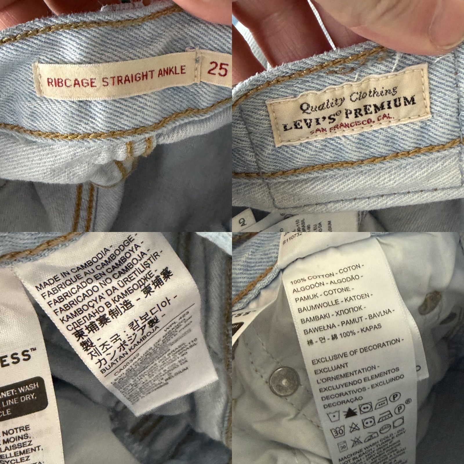 Levi's Levi's Ribcage Jeans Women Regular 25 Blue 25x26 Denim Ankle Straight Button Fly 100% Cotton Size 42" / US 20 - 9 Thumbnail