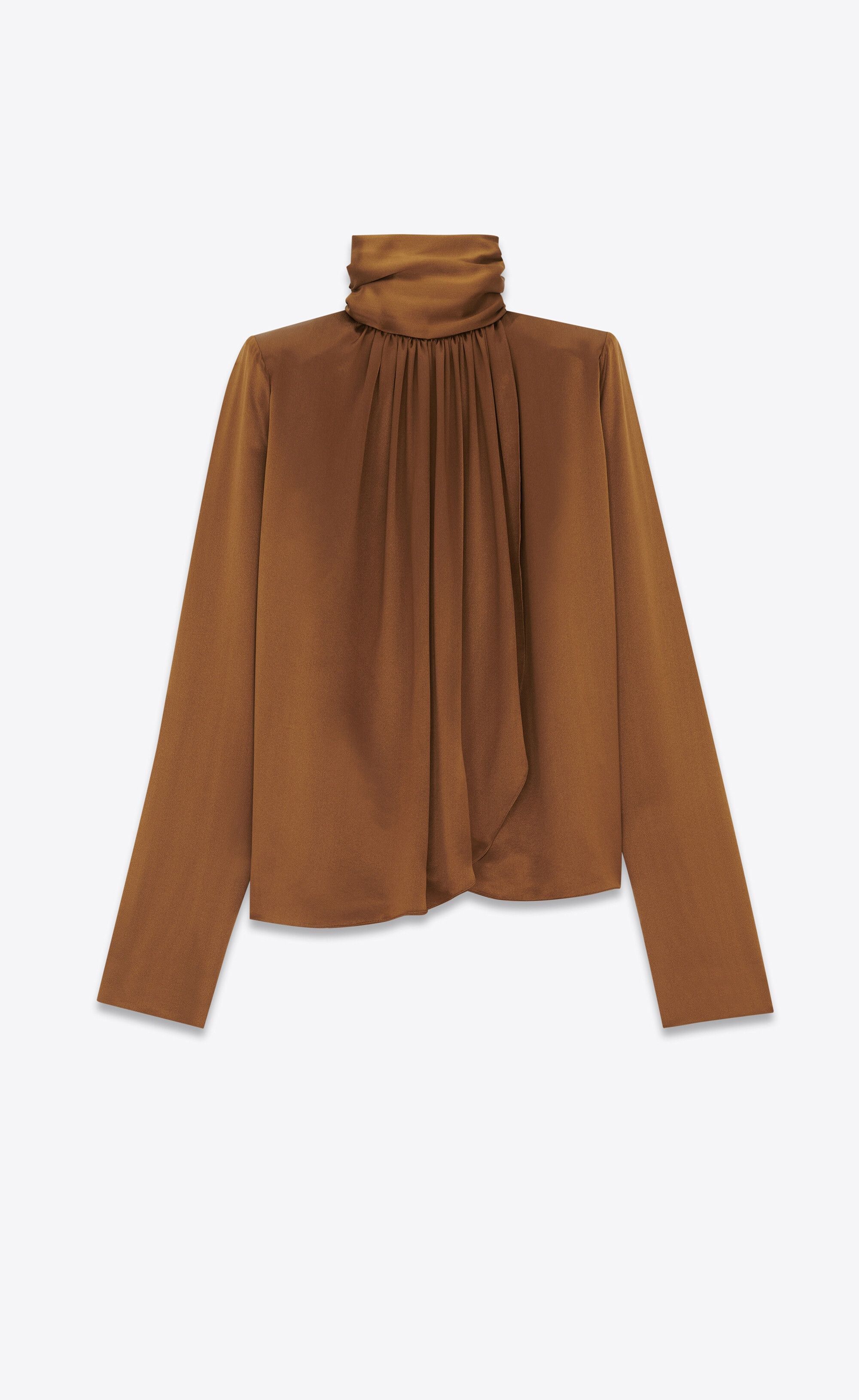 Saint Laurent Paris o1s1wg110125 767240 Lavallière-Neck Blouse Silk Satin Crepe Size XS / US 0-2 / IT 36-38 - 1 Thumbnail