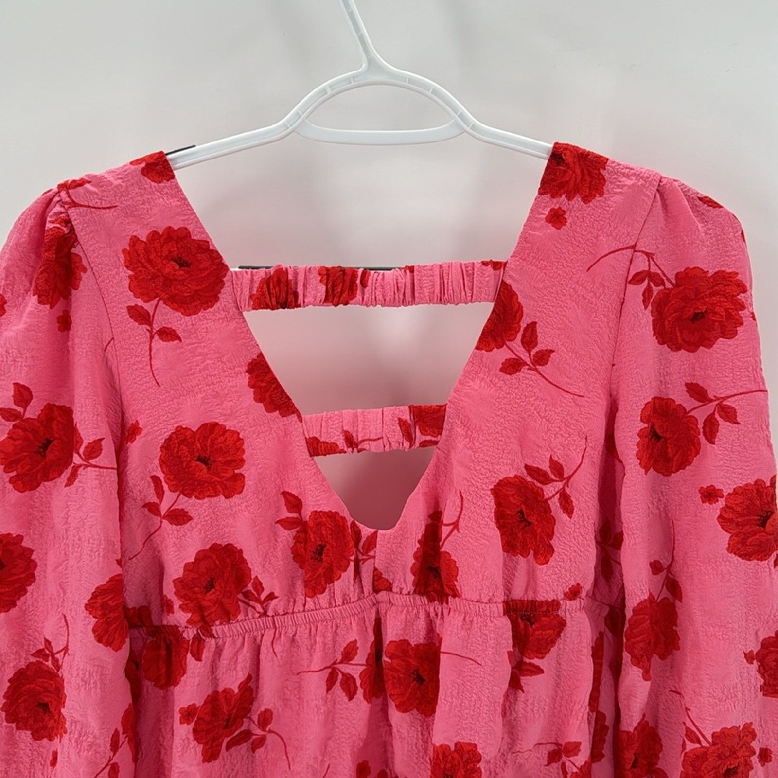 Other Crystal Doll Floral Puff Sleeve Mini Dress pink Barbie sz S Size S / US 4 / IT 40 - 5 Thumbnail
