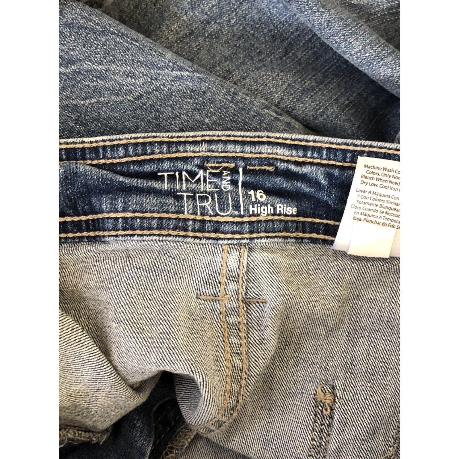 Vintage Time & Tru Utility Slim Blue Jean 16 LT Denim High Rise 34"W Cropped Pockets Size 38" / US 16 / IT 52 - 3 Thumbnail