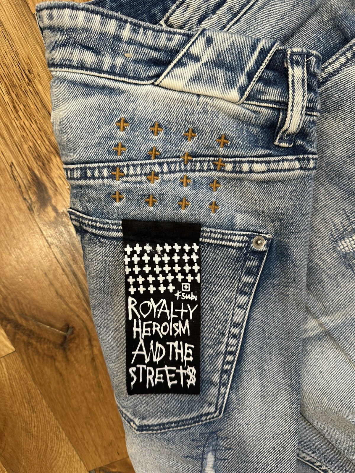 Ksubi Ksubi Knee Stitch Patch Blue Denim Jeans Size 33 Size US 33 - 4 Thumbnail