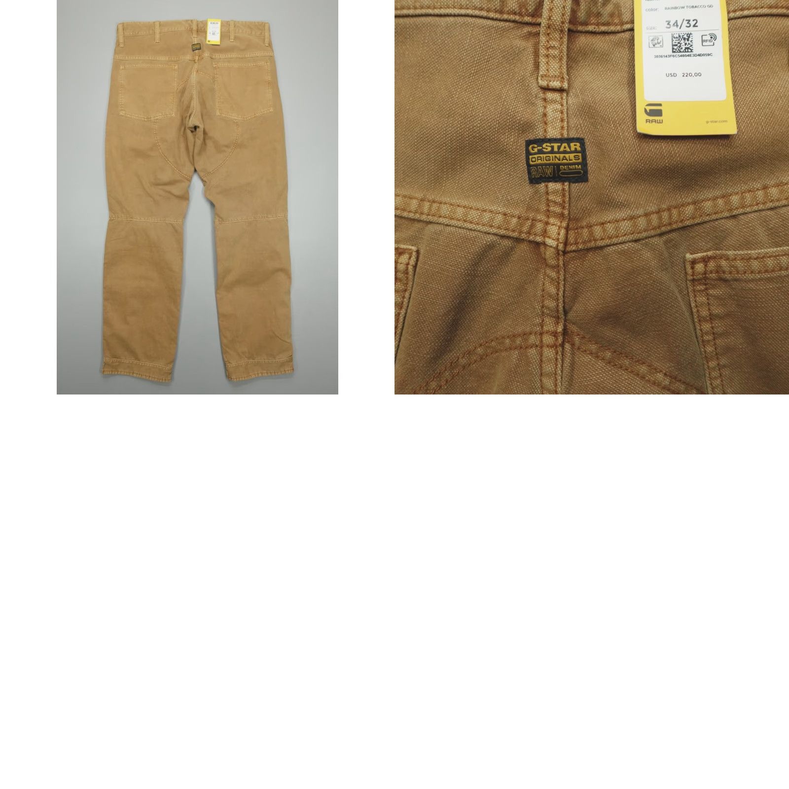 G-Star G-Star Raw Denim 5620 Regular Jeans 34x32 Mens Brown Cotton 3D Rainbow Tobacco Duckman Ecru Straight Size US 34 / EU 50 - 9 Thumbnail