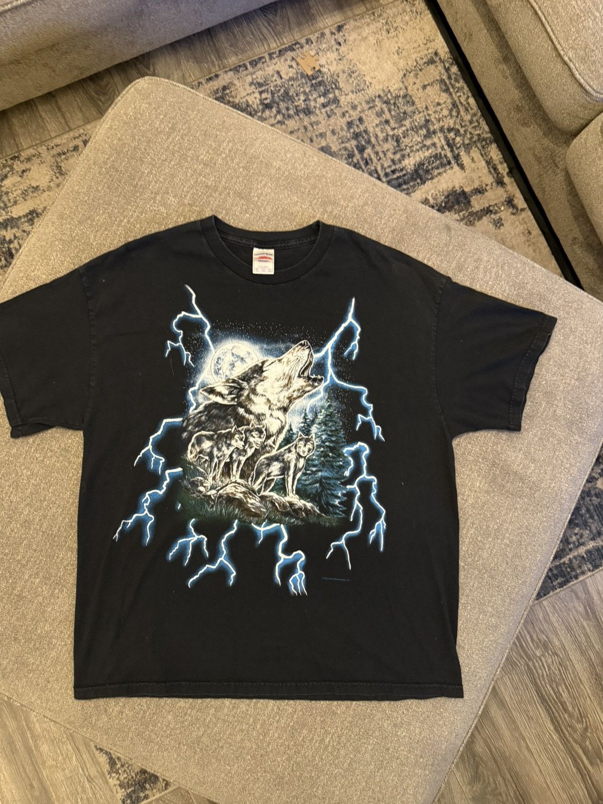 Vintage USA Thunder Cougar Lightning Tee Black T-Shirt AOP