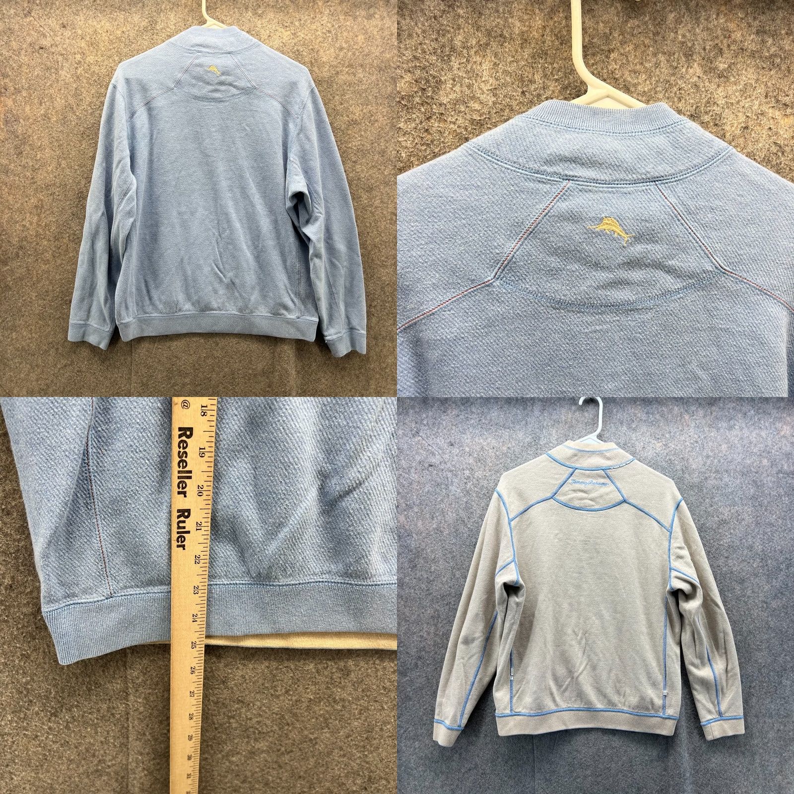 Tommy Bahama Tommy Bahama Sweater Men M Adult Blue 1/4 Zip Reversible Pullover Buttonless Mock Neck Long Sleeve Knit Fleece Logo Solid Size US M / EU 48-50 / 2 - 8 Thumbnail