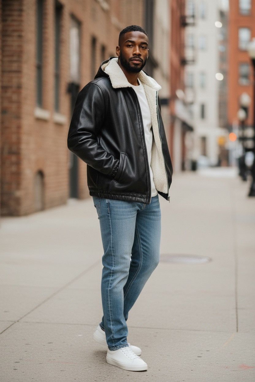 H&M Mens H&M mens leather jacket Size US S / EU 44-46 / 1 - 1 Thumbnail