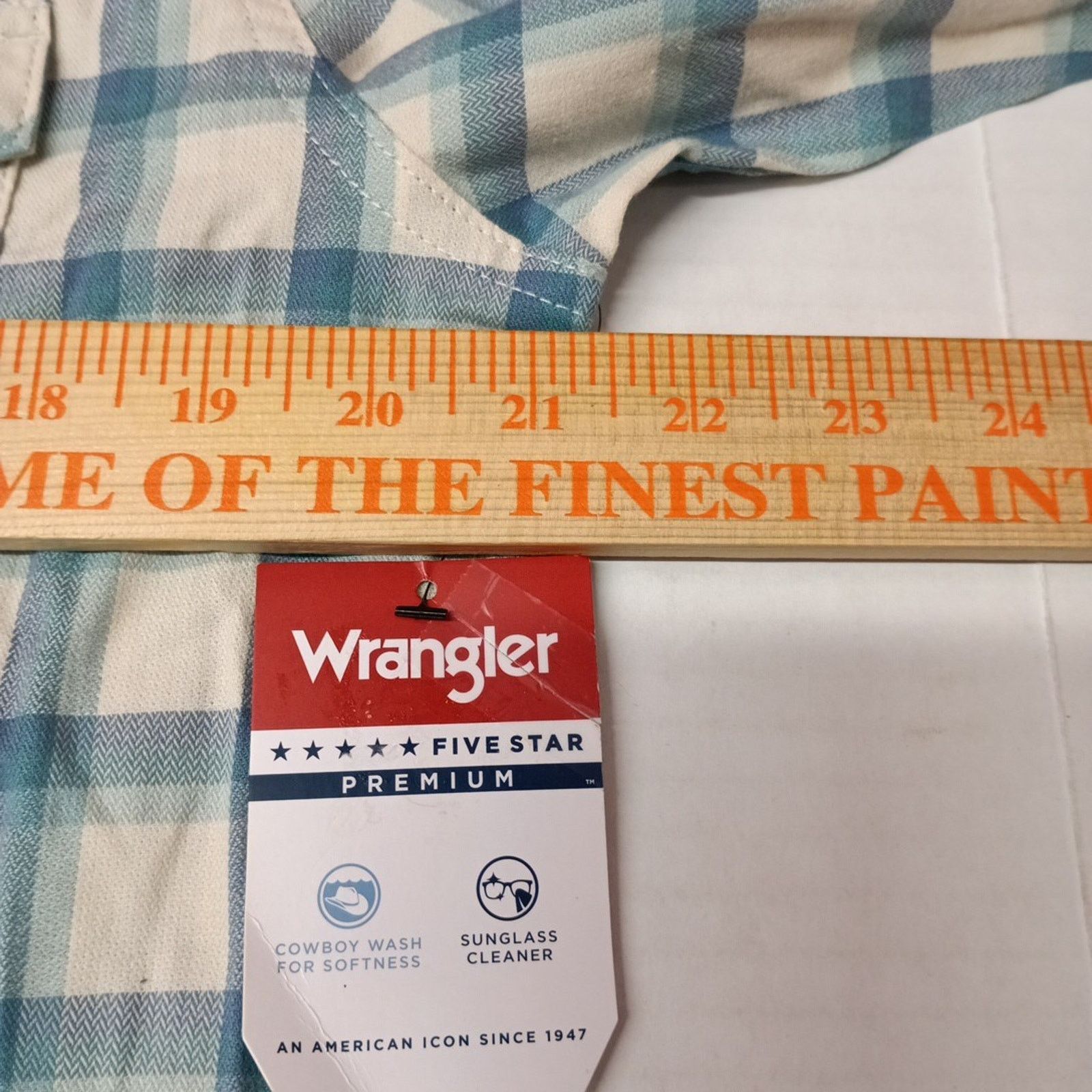 Wrangler Wrangler Cowboy Wash Twill Shirt Men's M Nile Blue Checkered Size US M / EU 48-50 / 2 - 5 Thumbnail