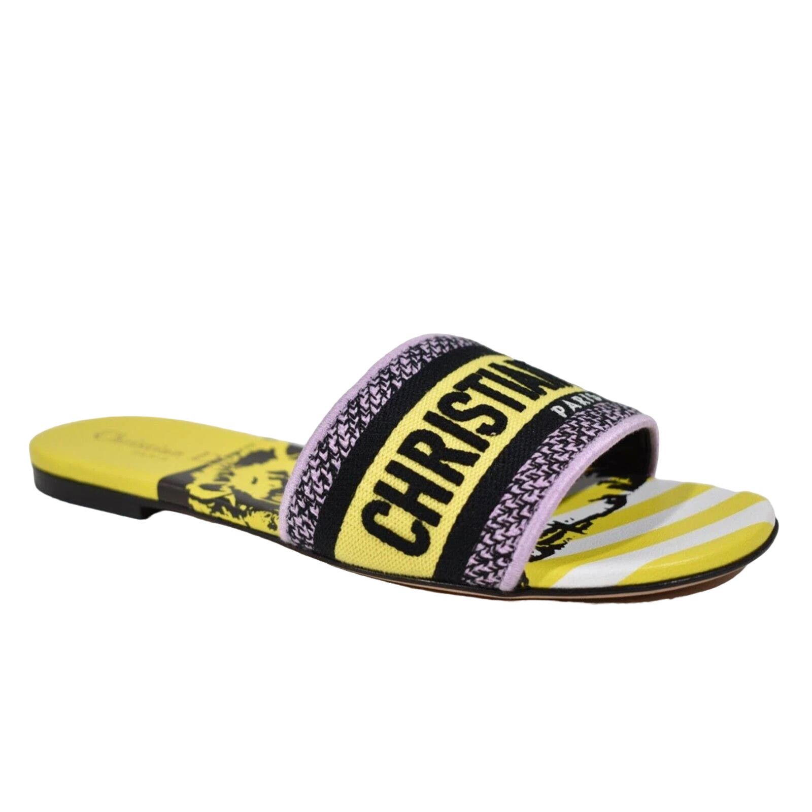 Dway Jungle Embroidered Logo Slide Flat Sandal 36.5