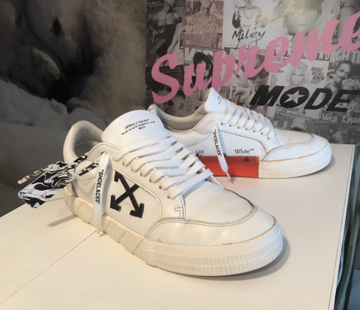 image of Off White x Virgil Abloh Off-White Vulcanized Sneakers Leather Iridescent Arrow Shoes (Size 12)