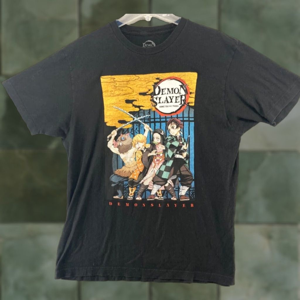 Vintage Demon Slayer Mens TShirt L Black Anime Shirt Mens Large Black Graphic Print Crew Neck Cotton Jersey Short Sleeve 90s Theme Norton? Size US L / EU 52-54 / 3 - 1 Thumbnail