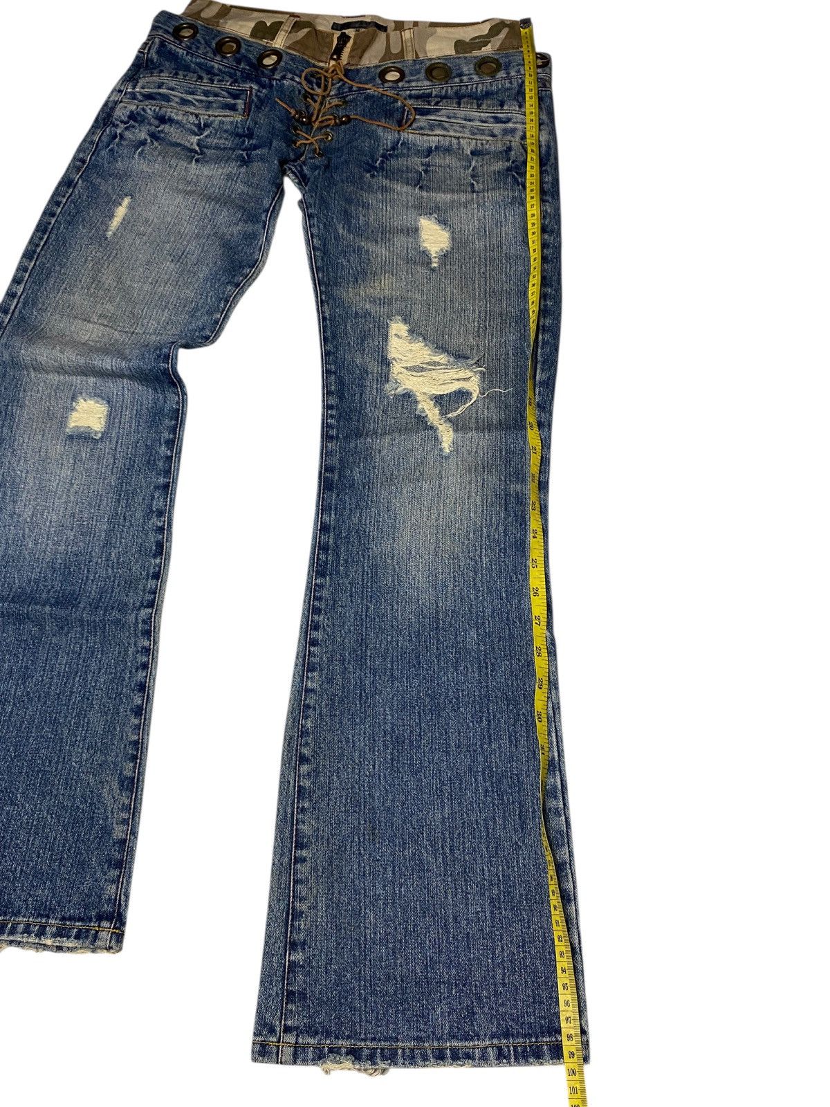 If Six Was Nine 2000's Armee Double Waist Laced Flared Jeans Size US 29 - 8 Thumbnail