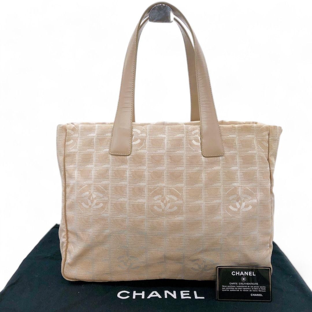 image of Chanel - Travel Line Tote Bag Vintage Coco Mark Beige, Women's