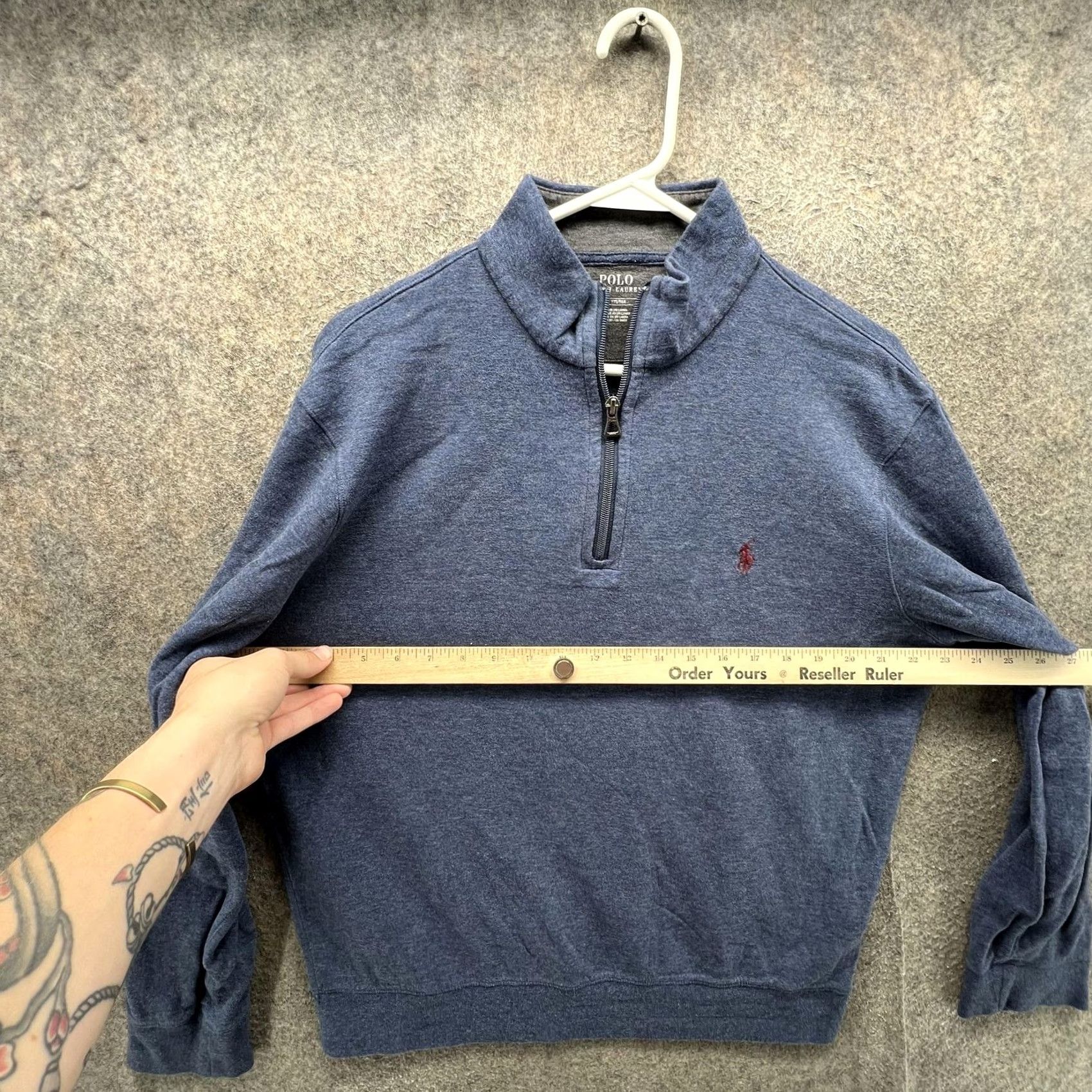 Polo Ralph Lauren Polo Ralph Lauren Sweatshirt Mens M Blue 1/4 Zip Mock Neck Knit Pullover Size US M / EU 48-50 / 2 - 5 Thumbnail