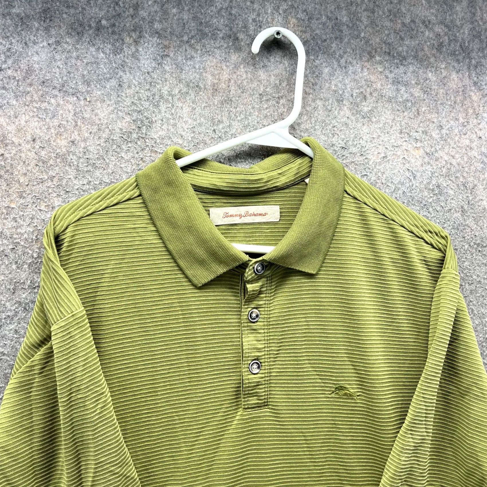 Tommy Bahama Tommy Bahama Polo Shirt Mens XL Green Solid Short Sleeve Button Neckline Collared Regular Fit Shirt Polo Size 46R - 5 Thumbnail