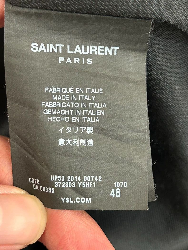 Yves Saint Laurent Saint Laruent 14fwDIAMOND black calfskin leather coat with Size US S / EU 44-46 / 1 - 6 Thumbnail