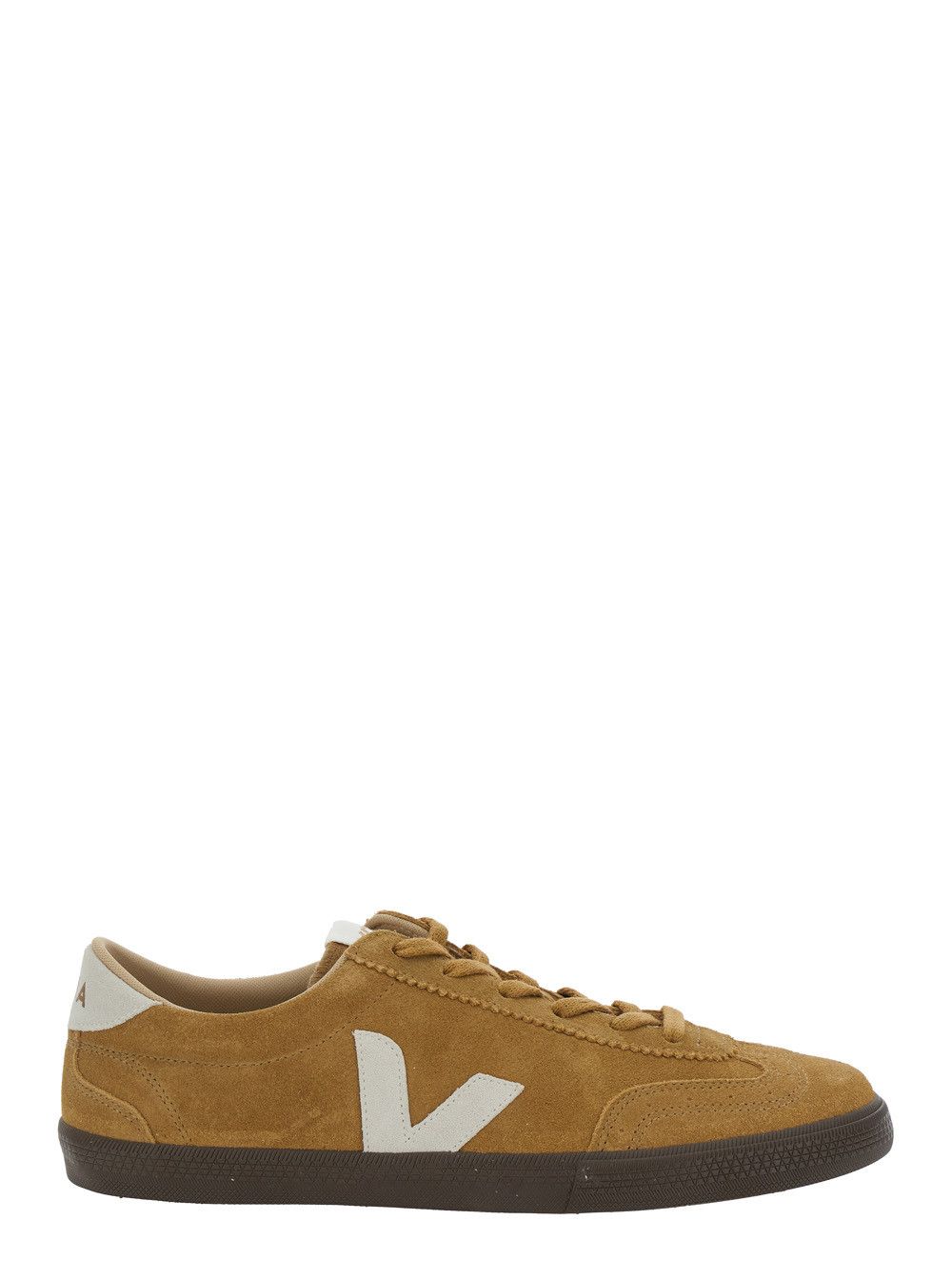 Veja 'Volley' Beige Low Top Sneakers with Contrasting Heel with Logo Lettering and Logo Patch on the Side in Leather Unisex Size US 11 / IT 41 - 1 Thumbnail