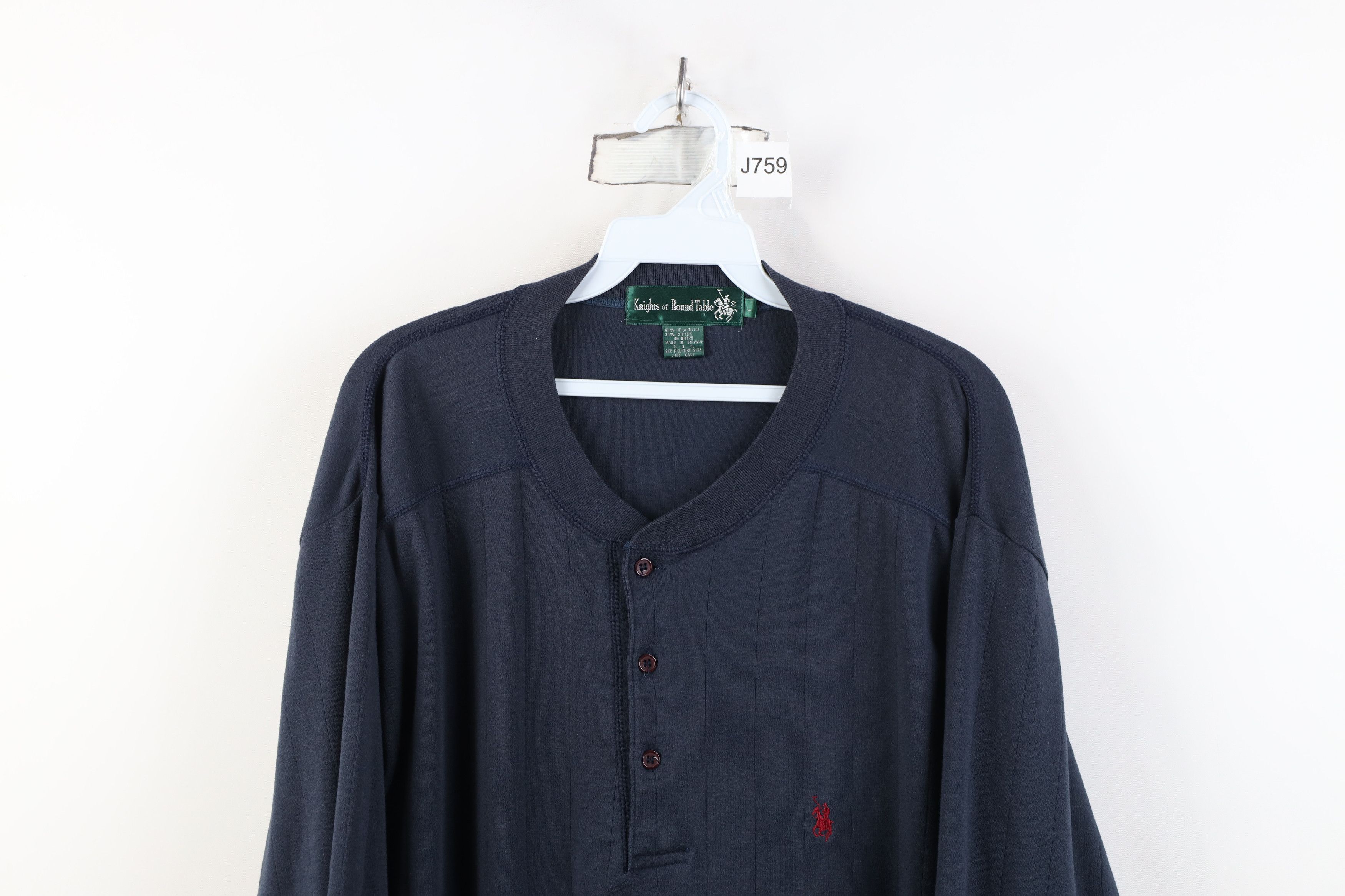 Vintage Vintage 90s Streetwear Knit Long Sleeve Henley T-Shirt Size US L / EU 52-54 / 3 - 2 Thumbnail
