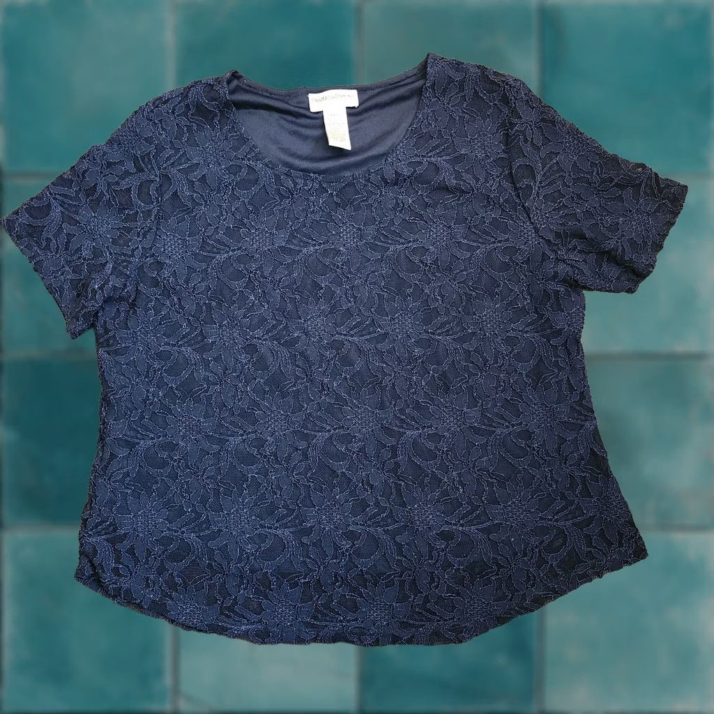 Vintage Draper's & Damon's Petites Women's Short Sleeve Black Floral Blouse PXL Pool? Size XL / US 12-14 / IT 48-50 - 1 Thumbnail