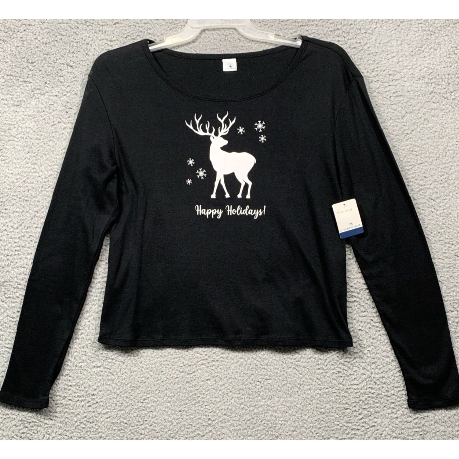 Vintage Dreamwave Women’s Long Sleeve Tee Pullover L Black Graphic Christmas Shirt Womens Regular Fit Size L Size L / US 10 / IT 46 - 2 Thumbnail