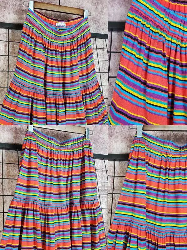Yves Saint Laurent Yves Saint Laurent Striped Midi Skirt for Women . Size 28" / US 6 / IT 42 - 3 Thumbnail
