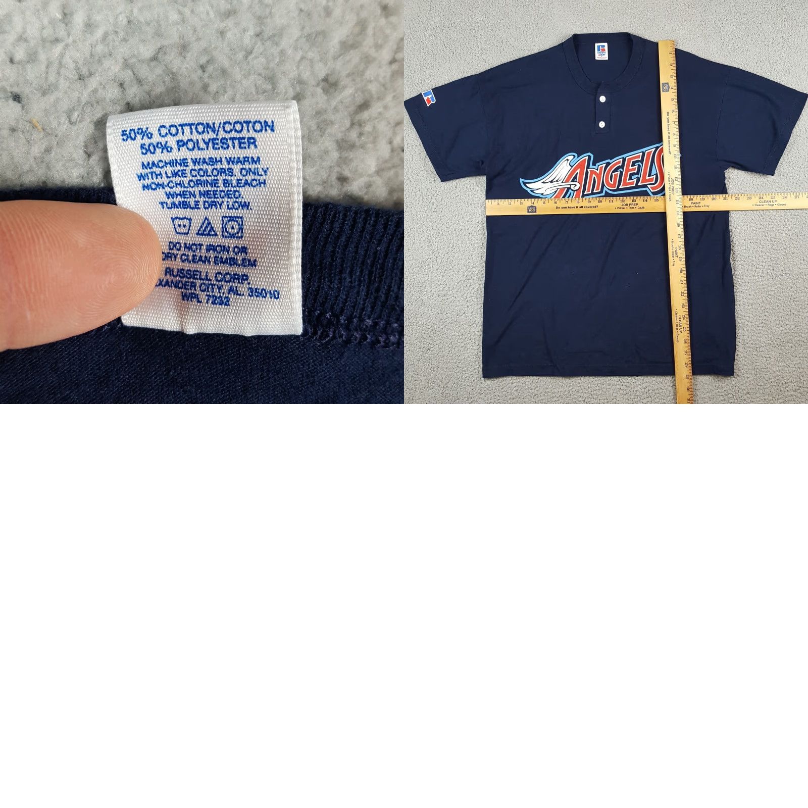 Russell Athletic VINTAGE Los Angeles Angels Men's MLB Baseball T Shirt Henley 2000s Y2K Size L Blue Cotton Russell Athletic Embroidered Logo Crew Neck Short Sleeve Size US L / EU 52-54 / 3 - 8 Thumbnail
