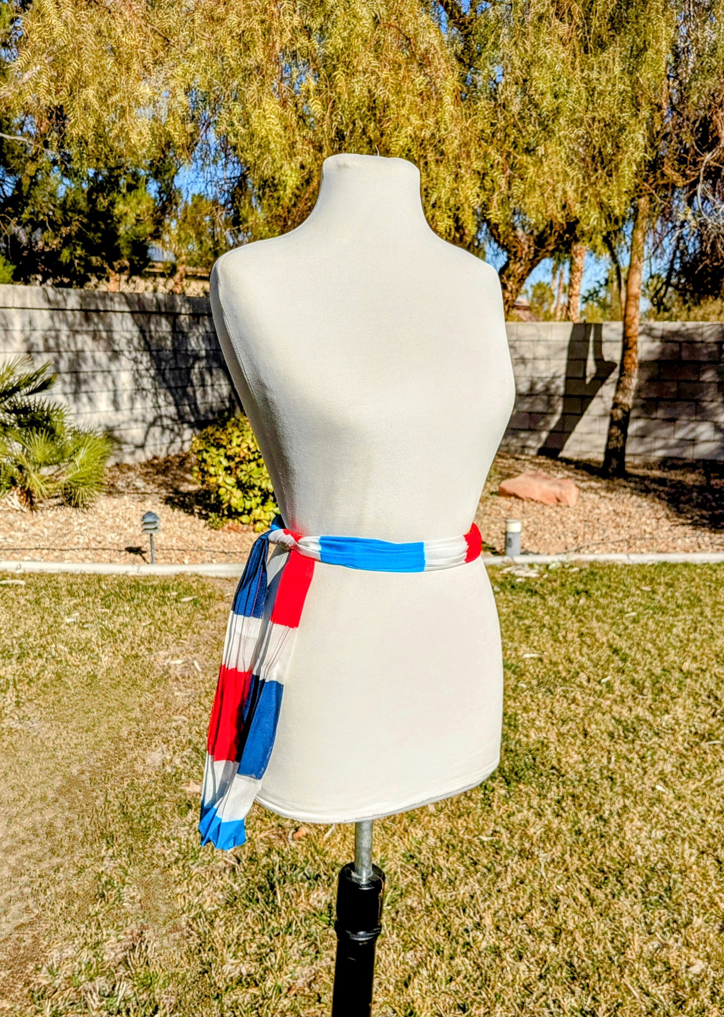 Designer 5ft x 10" Red/White/Blue Popsicle Sheer Neck Scarf Accent Size ONE SIZE - 2 Thumbnail