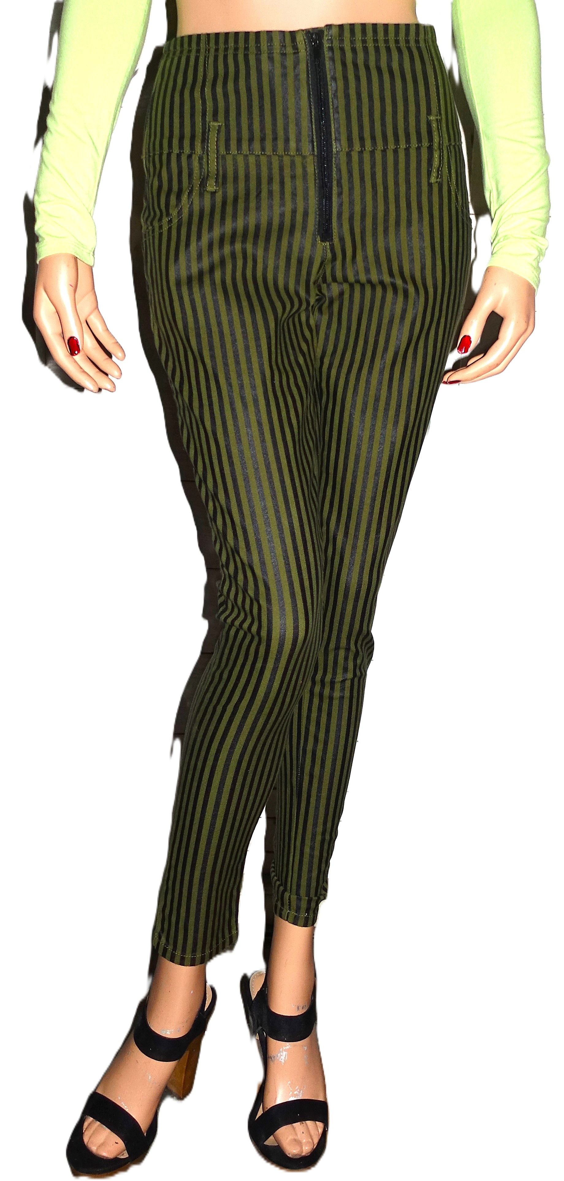 Other Spoon Jeans Green Black Striped Pants 7 Size 28" / US 6 / IT 42 - 1 Thumbnail