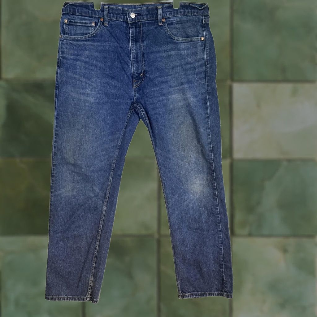 Levi's Levi's 505 Jeans Mens 40x32 Blue Medium Wash Straight Denim Mid Rise Regular Fit Long Inseam 32" Size US 40 / EU 56 - 1 Thumbnail