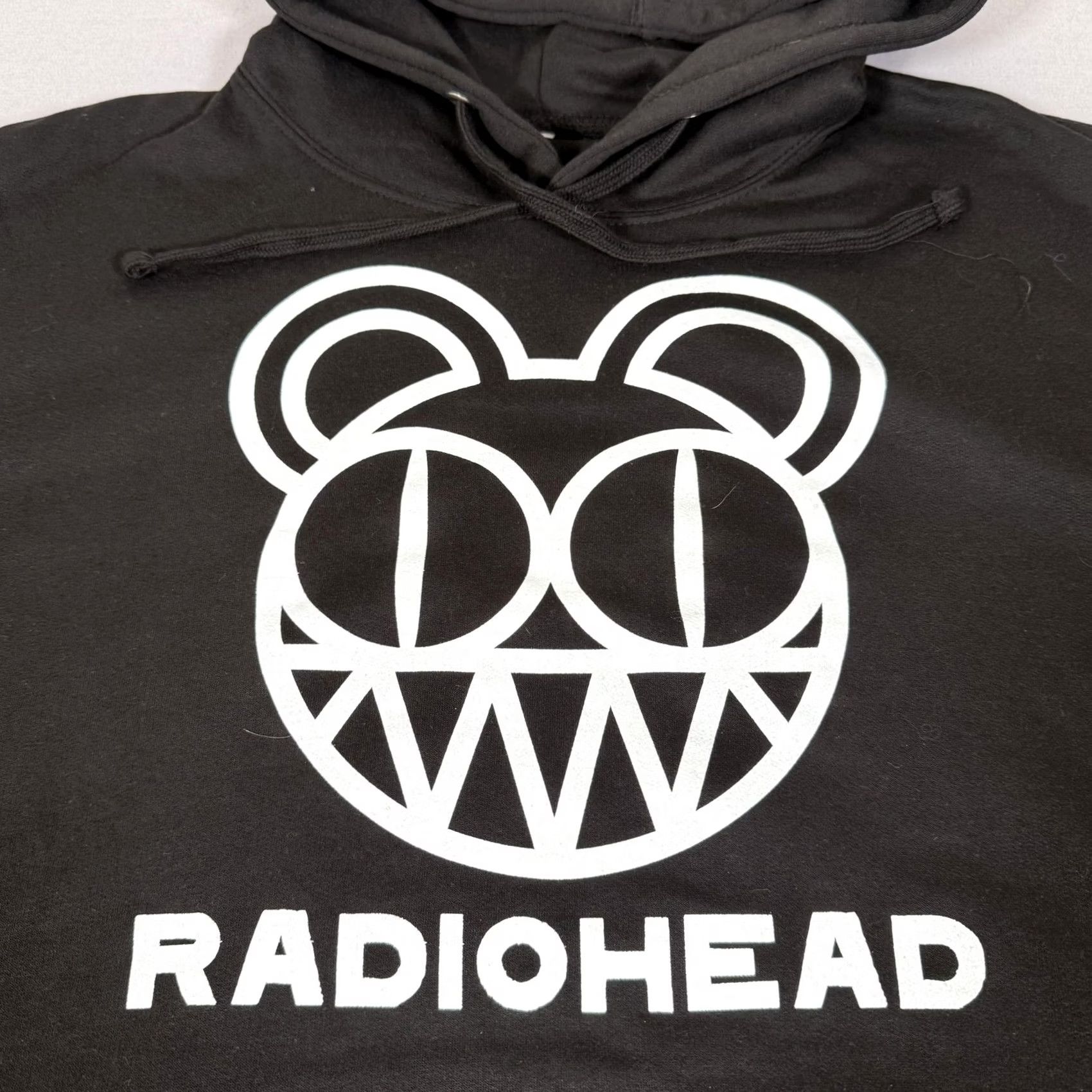 Vintage Radiohead Hoodie Mens M Black Pullover Graphic Print Kangaroo Pocket Lined Band Music Bearhead Fleece Size US M / EU 48-50 / 2 - 3 Thumbnail