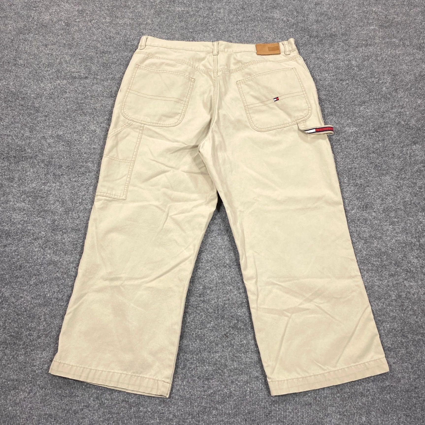 Tommy Hilfiger VINTAGE Tommy Hilfiger Carpenter Pants Womens 14 Khaki Tan Wide Leg Utility Workwear Size 36" / US 14 / IT 50 - 2 Thumbnail