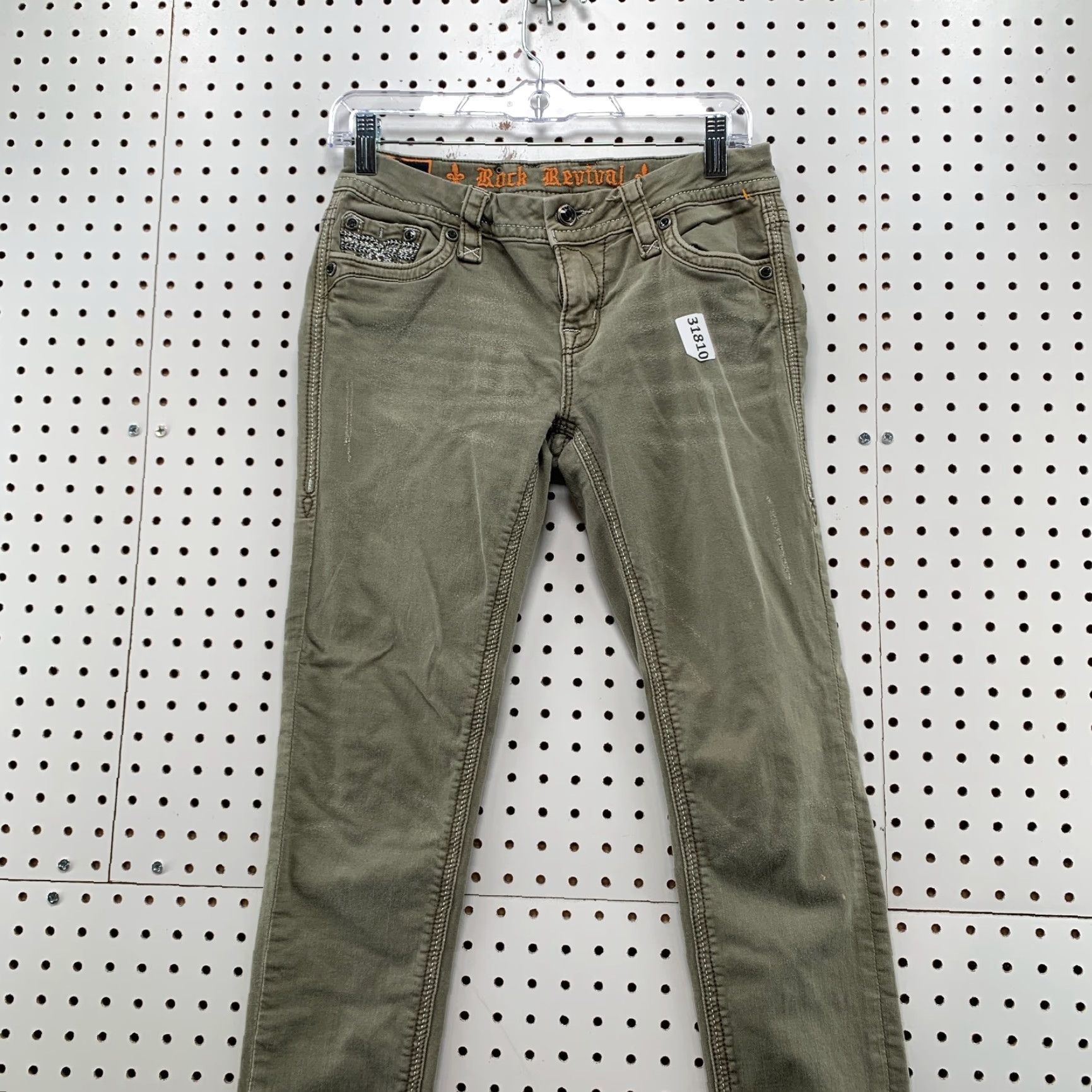 Vintage VINTAGE Rock Revival Skinny Jeans Womens Size 27 28x30 Gray Charcoal Wash Embroidered Slim Fit Stretch Size 27" / US 4 / IT 40 - 5 Thumbnail