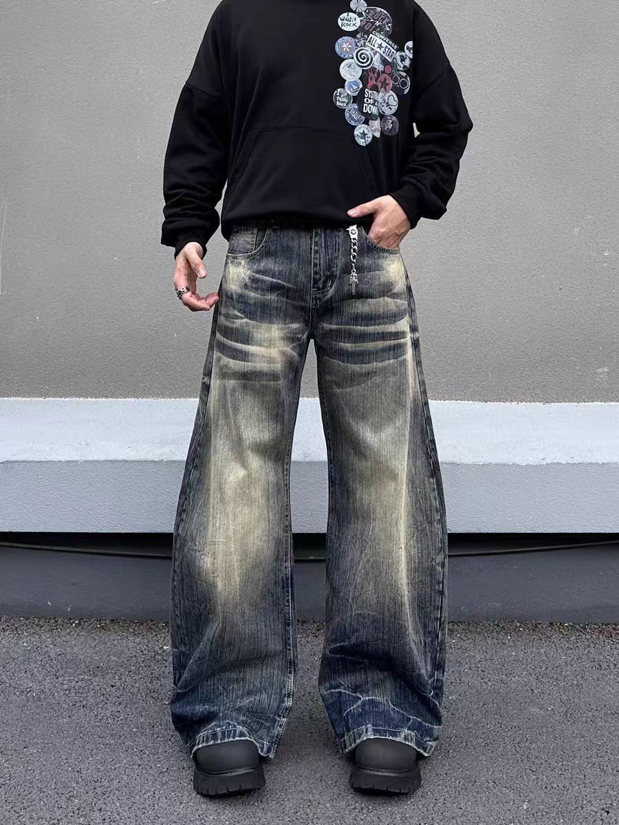 Jean Wash-faded distressed wide-leg jeans Size US 30 / EU 46 - 5 Thumbnail